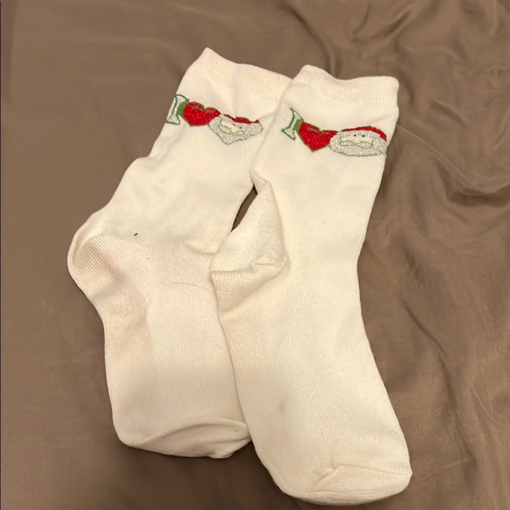 White Socks with Santa Design